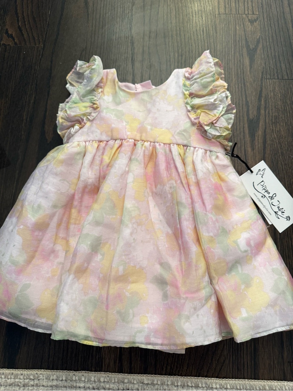 Pippa & Julie Pastel Watercolor Floral Puff-Sleeve Dress with Bloomers